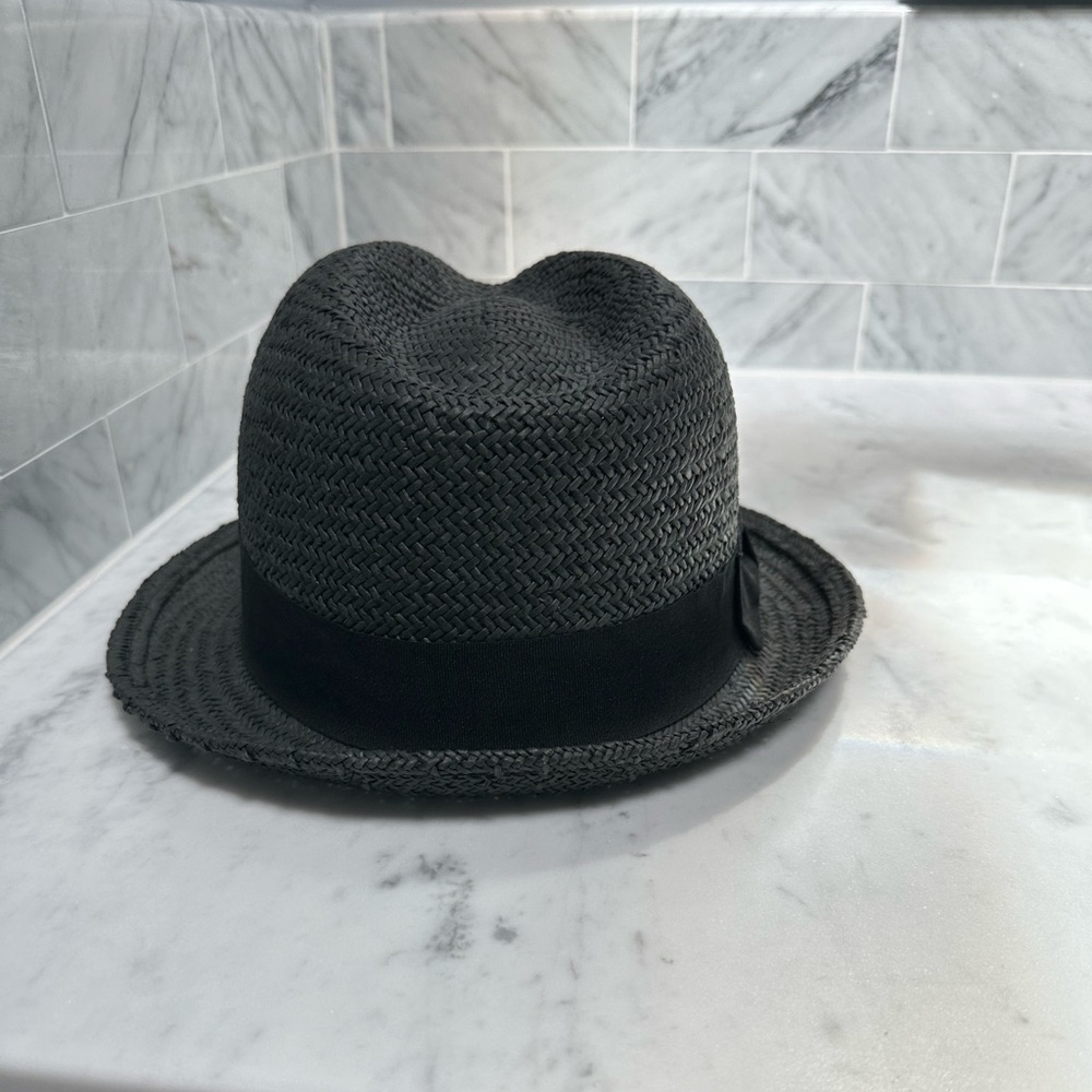 Hat Attack Straw Fedora Hat In Black - image 1